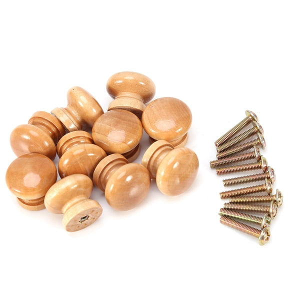 LYUMO Round Cabinet Pull Knob Wood with 10 Screws 10 Piece