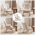 thumbnail image 4 of Furniliving Rocking Chair, Upholstered Nursery Rocking Chair with Footrest, High Backrest, Thick Cushion Glider Rocker Accent Chair, Comfy Armchair for Living Room, Bedroom, Nursery, White, 4 of 11