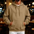 thumbnail image 2 of Nestiefly Hoodie for Men Fleece Long Sleeve Oversize Hooded Sweatshirts Casual Fall Track Pullover with Pocket Camel 2XL, 2 of 9