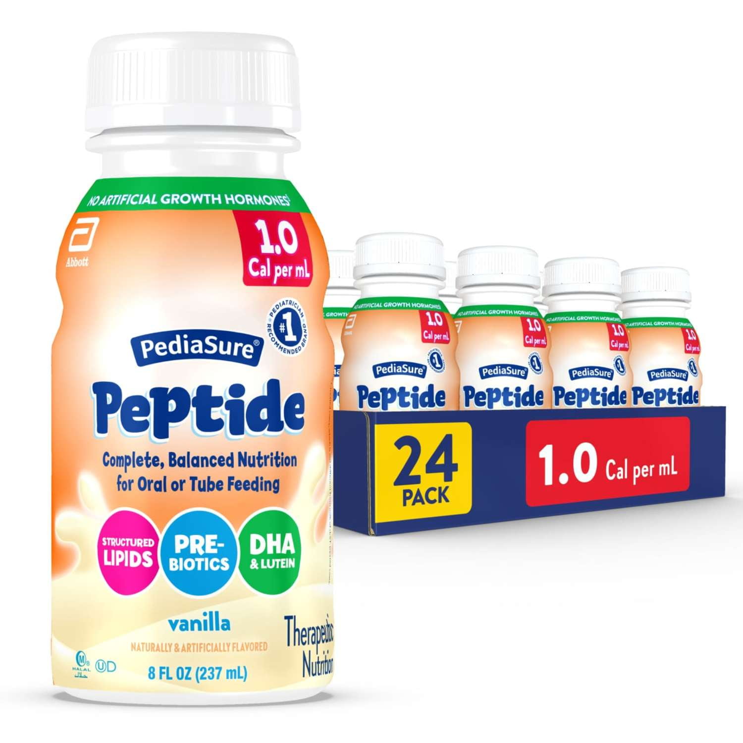 PediaSure Peptide 1.0 Cal, Therapeutic Nutrition Shake, Vanilla 8 oz, 24 Count