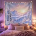 thumbnail image 2 of Snowy Peaks Above Layered Forests Beyond an Open Window, Dreamy Digital Art for Nature Lovers, Alpine Decor, Christmas Gift, Tapestry Wall Hanging for Bedroom and Living Room, 2 of 7