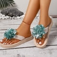 thumbnail image 7 of Bibifish Womens Flip Flops Flower Decor Flat Sole Thong Sandals Casual Lightweight Summer Beach Slippers, 7 of 7