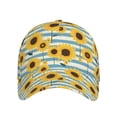 thumbnail image 2 of Yiaed Blue White Striped Sunflower A Print Cap Adjustable Size for Running Workouts and Outdoor Activities All Seasons, 2 of 5