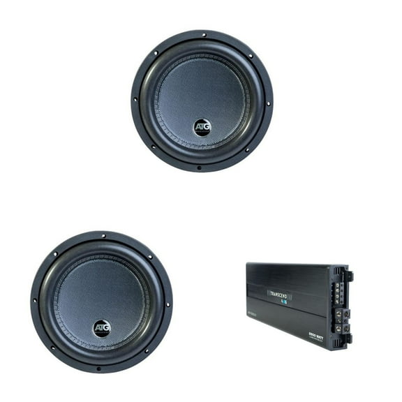 ATG Transcend Series 2500 Watt Class D Mono Amplifier with (2) 12" 4 Ohm DVC Subwoofers