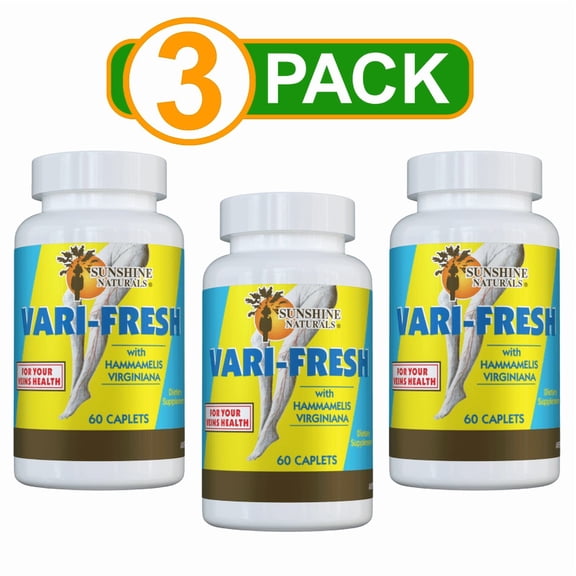 Sunshine Naturals Vari Fresh healthy varicose veins, 60 Caplets, 3 Pack