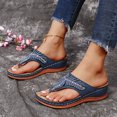 thumbnail image 6 of Sandals Women Dressy Summer Comfortable Flip Flops with Arch Support Flower Hollow Thong Clip Toe Wedge Sandals Lightweight Ladies Beach Shoes Slipper, 6 of 8