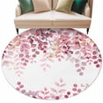 thumbnail image 2 of Pink Eucalyptus Round Living Room Rugs 5 ft, Leaves Abstract Branch Farmhouse Retro Leaf Washable Area Rug with Non-Slip Sturdy Edge Binding Round Carpet for Entryway Kitchen Bedroom Bathroom, 2 of 9