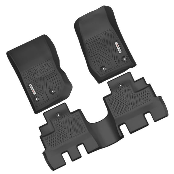 RVNI TPE Rubber Front and Rear for 2014-2018 Jeep Wrangler Floor Mats Set 1st & 2nd Row All-Weather Protection
