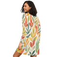 thumbnail image 2 of FORMRS Womens Long Sleeve Nightgowns Crew Neck Sleep Shirt Soft Pajamas Sizes S-3XL, Orange Autumn Leaves, 2 of 8