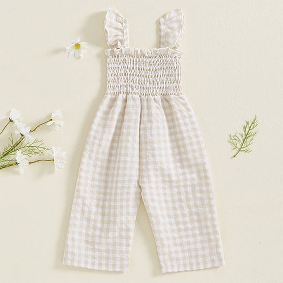 Toddler Jumpsuit and Romper Toddler Girls Sleeveless Lattice Prints Tops Bottoms Jumpsuit Oneise Clothes Breathable Dailywear For Child