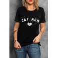 thumbnail image 2 of ABPHQTO Camiseta con estampado de corazón de mamá de gato negro para mujer, 2 of 4