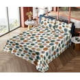 thumbnail image 4 of Ambesonne Geometric Fitted & Flat Sheet with Shams 4 Pcs Set, Atomic Sketch Mid Century, Calking, Orange Green Blush, 4 of 5