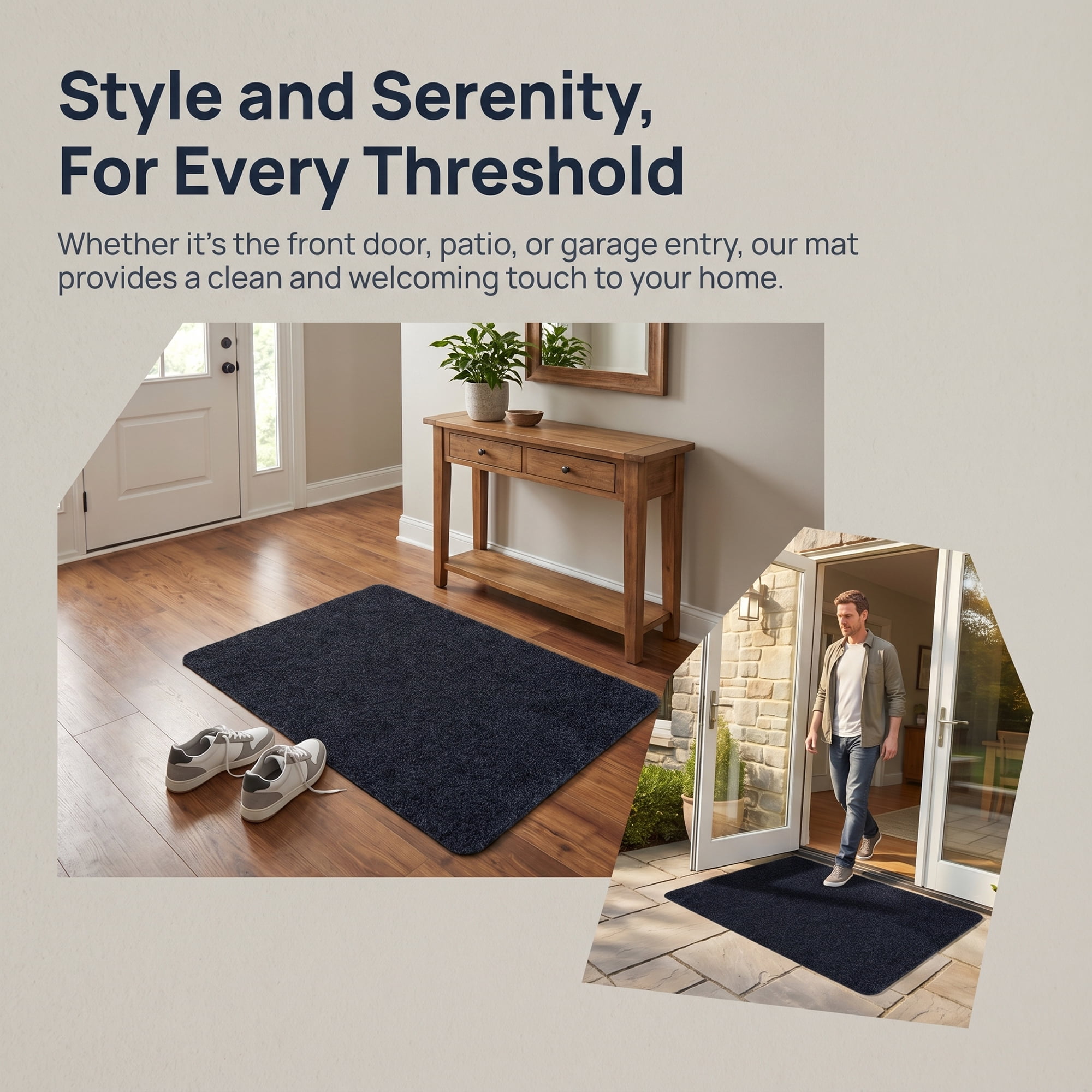 Unique Bargains Outdoor Doormat Waterproof Non-Slip Scraper Mat Dark Gray 32" x 20"