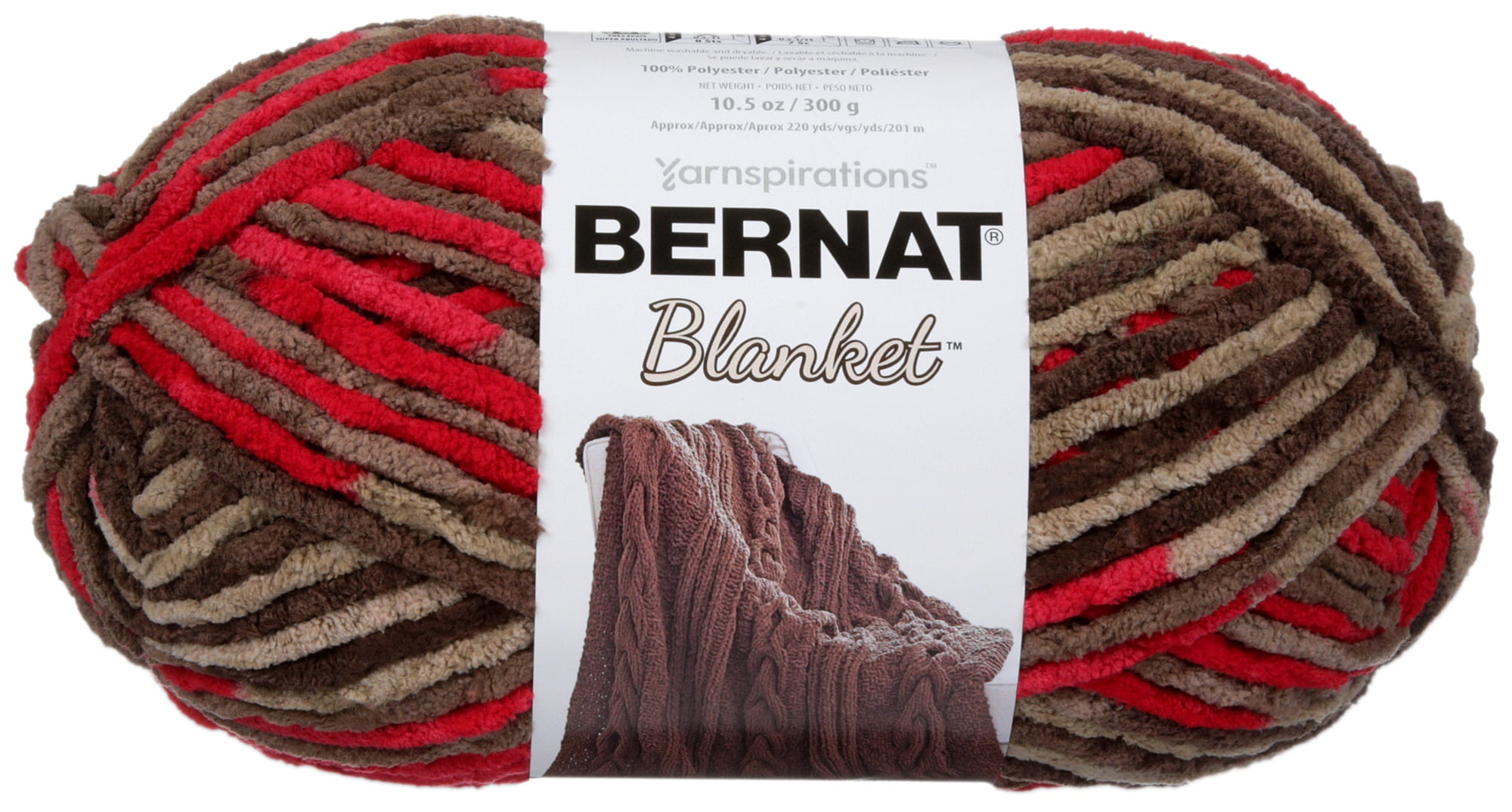 Bernat® Blanket™ #6 Super Bulky Polyester Yarn, Raspberry Trifle 10.5oz/300g, 220 Yards