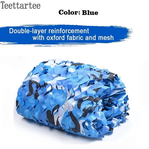 Teettartee Outdoor Camo Sunshade,Oxford Fabric Mesh Net,Blue,79”x118”(2x3m),Decorations For Bird Watching, Hunting,Jungle Themed Party,Awning For Garden Camouflage,Camping,Shooting,Photograph,Carport