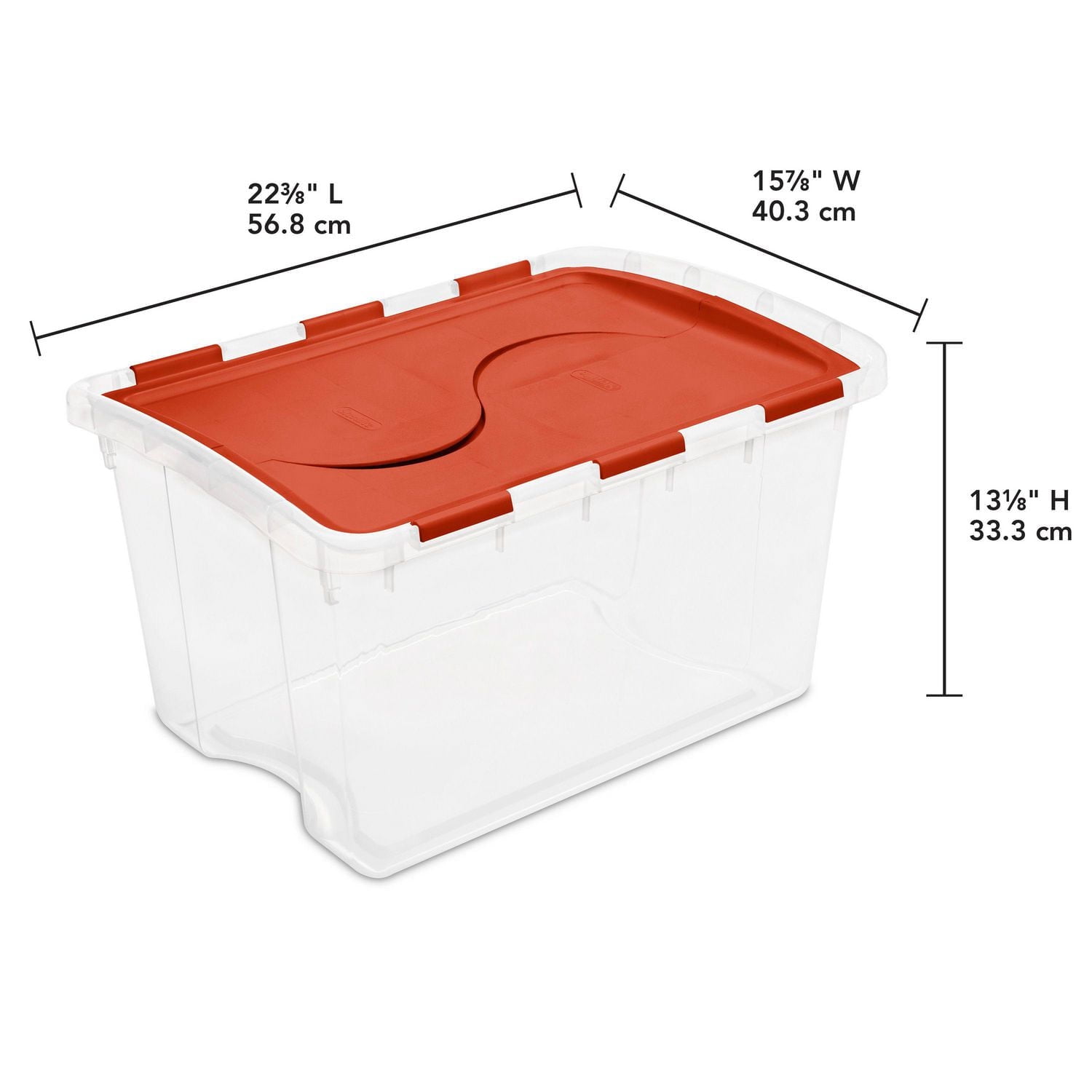 Sterilite 45L Orange Hinged Lid Storage Box