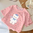 thumbnail image 4 of ITSAME Cotton T-Shirt for Girls Cartoon Print Crewneck Short Sleeve Summer Loose Casual Tops Pink Size 7-8, 4 of 6