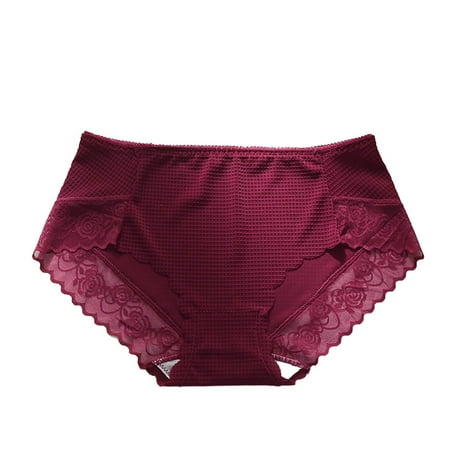 

3PCK Panties For Women Ice Silk Mid Waist Breathable Thin Ice Silk Jacquard Lace Briefs Seamless Underwear For Women