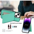 thumbnail image 3 of Phone Case for iPhone 14 6.1 inch Wallet Cover with Tempered Glass Screen Protector and RFID Slim Credit Card Holder Slot Stand Cell iPhone14 5G i i-Phone i14 iPhone14case Women Girl Men Green, 3 of 7
