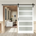 thumbnail image 2 of 48'' x 84'' 5-Lite Glass Sliding Barn Door White Primer Surface Solid Wood with Hardware Kit, 2 of 9
