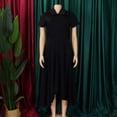 thumbnail image 3 of AURA Women’s Midi Dress High Waist Pleated Flared Skirt Doll Collar Short Sleeve S XXXL, 3 of 6