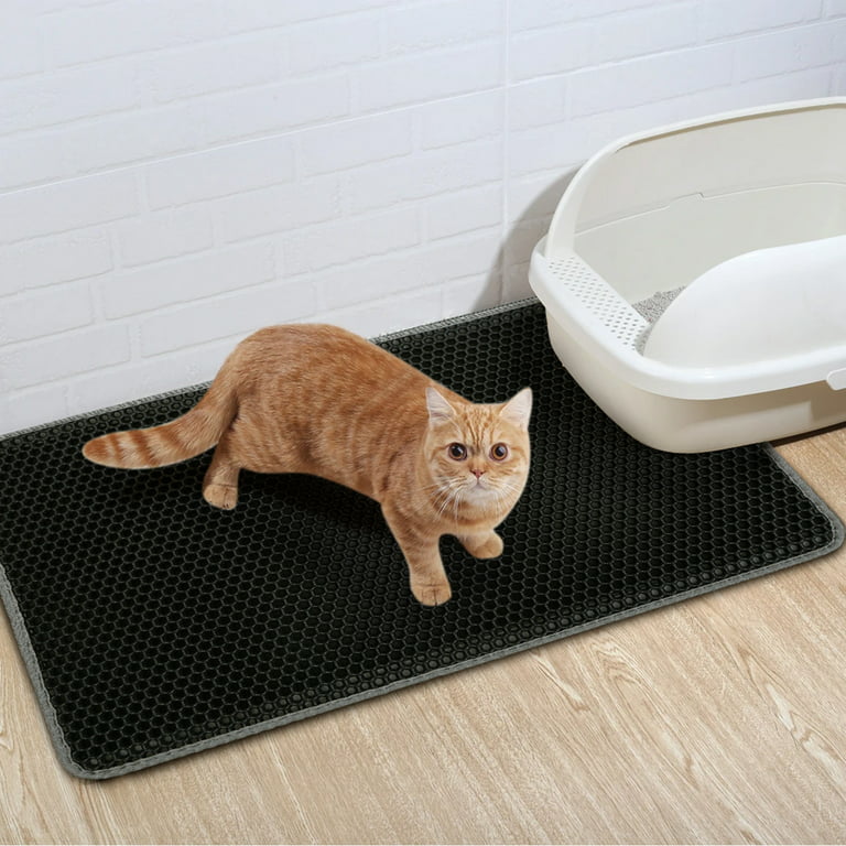 Fostanfly Cat Litter Trapping Mat - Extra Large XL 45x 27 Honeycomb  Double Layer, Washable, Urine & Waterproof - Easy Clean Floor Mat