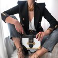 thumbnail image 4 of Chaqueta de oficina con doble botonadura para mujer, abrigo corto Vintage, cuello con muescas, manga larga, prendas de vestir exteriores, Tops elegantes, 4 of 5
