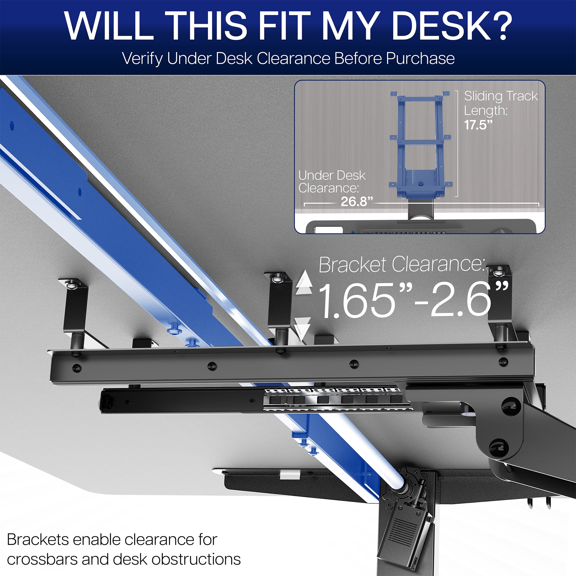 VIVO Black Premium Under Desk 27" Computer Keyboard and Mouse Tray