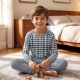 thumbnail image 6 of Lovzfmll Loungewear Set for Boys & Girls, Plaid Long Sleeve Top & Joggers, Cozy Sleep Set for Toddler, 1-2 Years, 6 of 7