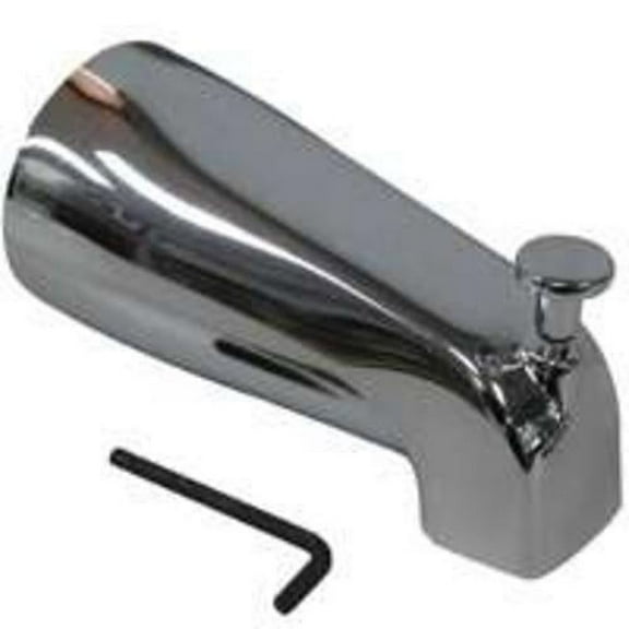 ProSource 26629 Bathtub Spout, 5-3/8 in L, 1/2 in Connection, Zinc, Chrome Plated
