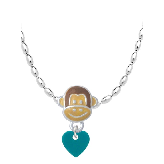 Delight Jewelry Acrylic 5/16" Teal Heart Mia Monkey Charm Necklace