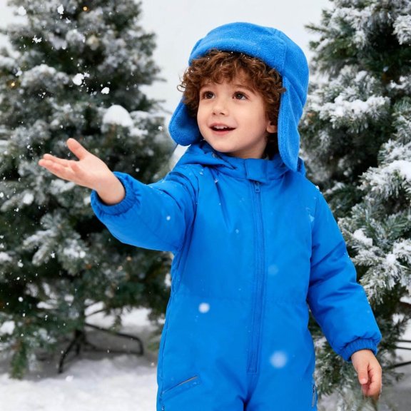 FSYBOA Boys Fleece Beanie Hats Size 3-5T, Warm Stretchy Cute Ear Flaps Winter Headwear Blue