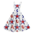 thumbnail image 4 of SAATLERI July 4th Dresses for Women Flag Print Spaghetti Strap Flag Dress A Line Sleeveless Dressy Punk Party Dress, 4 of 5