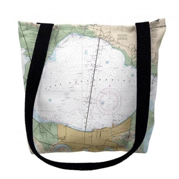 Lake Pontchartrain and Majrepas, LA Nautical Map Medium Tote Bag 16x16 - 16 inches x 16 inches