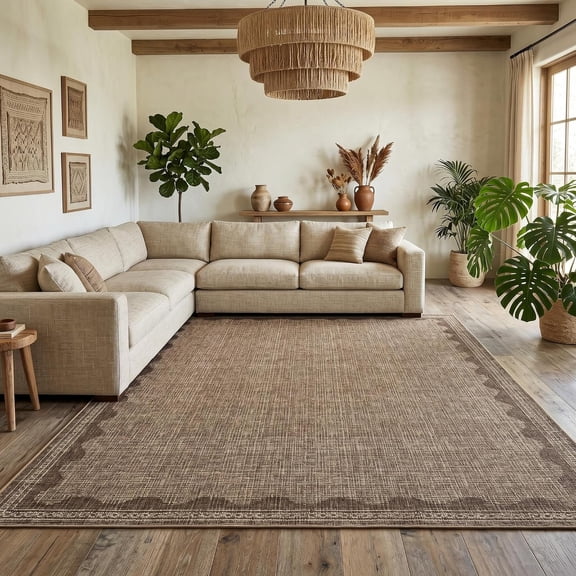 8x10 Washable Non-Slip Low Pile Modern Area Rug for Living Room