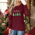 thumbnail image 7 of Christmas T-Shirts for Women Lightweight Crewneck Pullover Long Sleeve Graphic Printed Tees Holiday Xmas Tops (L, Wine), 7 of 7