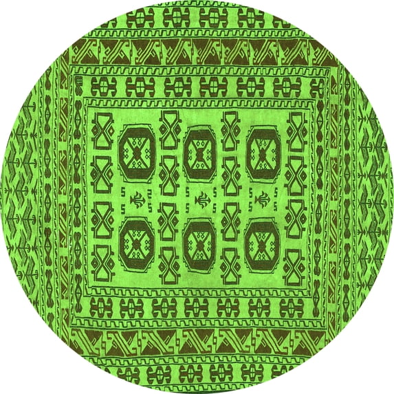 Ahgly Company Indoor Round Southwestern Green Country Area Rugs, 7' Round