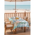 thumbnail image 2 of Outdoor Tablecloth with Umbrella Hole for Patio/Picnic/Party/Camping, Nautical Coastal Waterproof Table Cloth Rectangle Table Cover Washable, Summer Beach Shell Coral Seaweed Blue Plaid (60"x 84"), 2 of 8