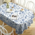 thumbnail image 6 of Blue Floral Oval Tablecloth 60x84 Inch, Blue and White French Country Tablecloth, Rustic Floral Polyester Waterproof Tablecloth for Farmhouse Kitchen Decor/Indoor and Outdoor Tables/Parties/Picnics, 6 of 6