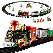 Christmas Train Set for Under the Tree with Lights&Sounds, Holiday Train Around Christmas Tree w/Large Tracks for Kids