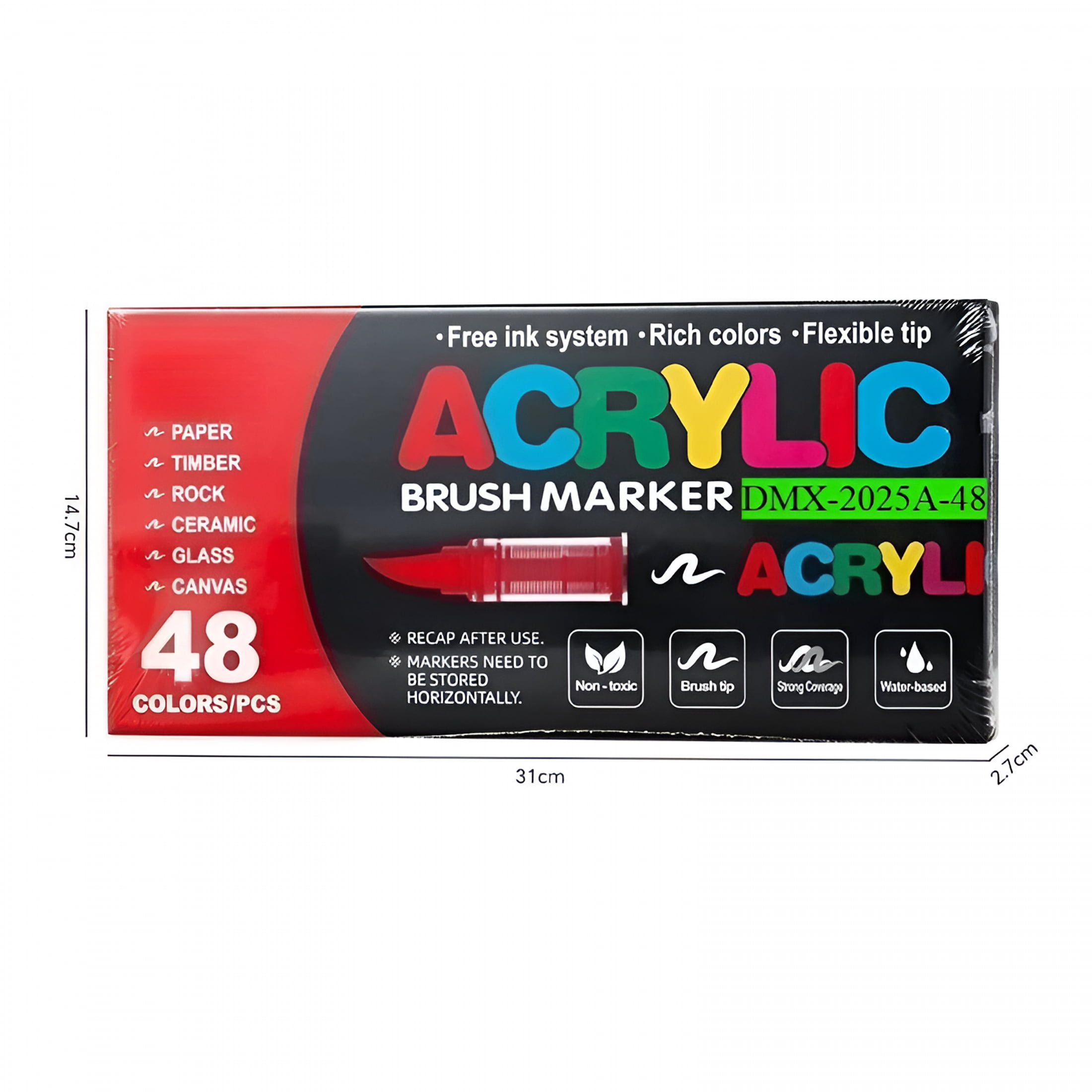 CCOCC Acrylic Markers for Coloring Books,Straight Liquid Acrylic Marker,Acrylic Brush Markers for Adult Coloring,Acrylic Paint Markers Pen Brush Dual Tip (48 color)