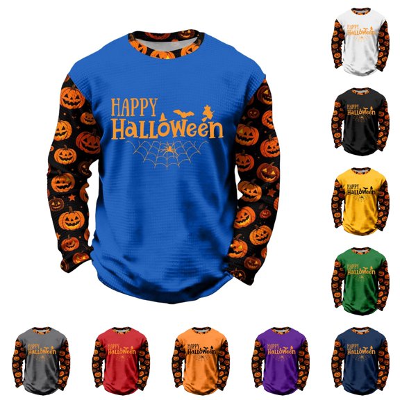 Zylarhe Kids Halloween Sweatshirts Halloween Theme Kids Sweatshirt Cozy Long Sleeve Blue 4-5 Years