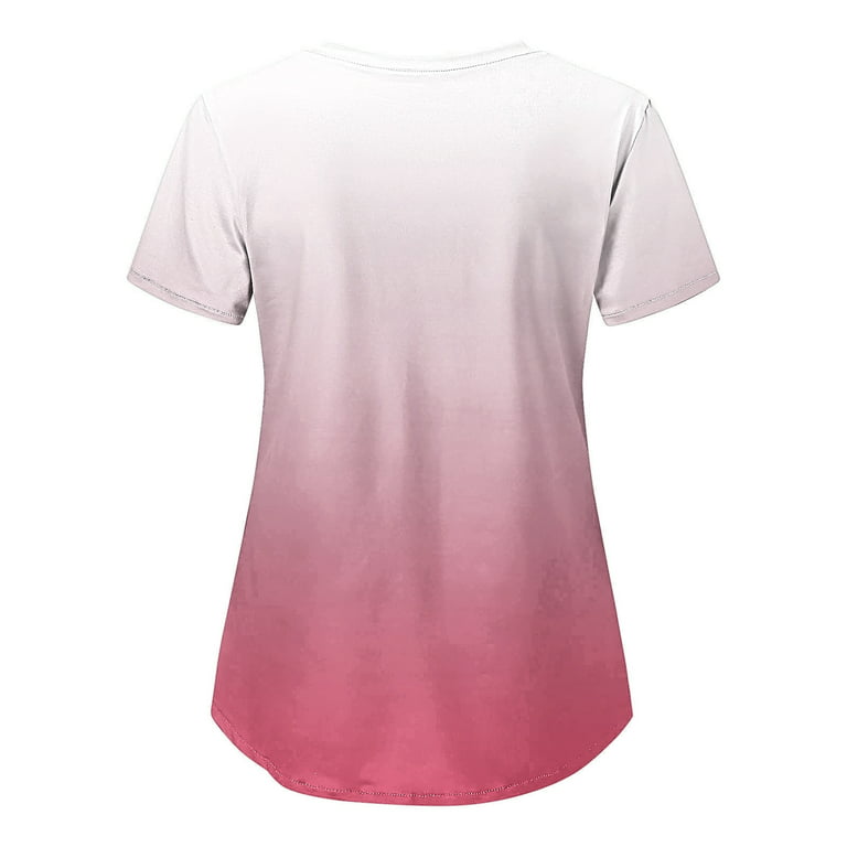 Adviicd Pink Cricut Shirts for Sublimation Tee Tshirt Women's Short Sleeve Round Neck T Shirt Front Twist Tunic Tops Casual Loose Fitted Fashion Tops