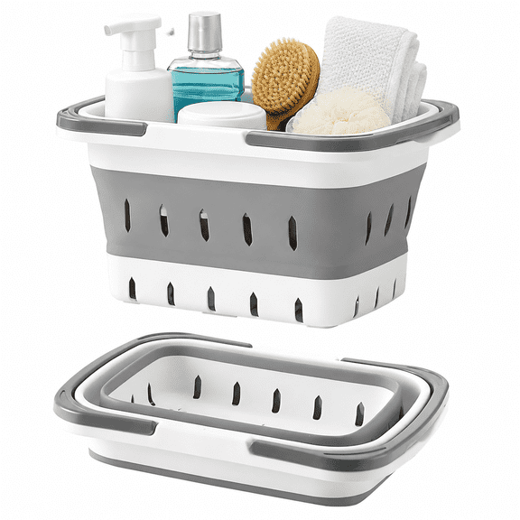 Collapsible Basket, Shower Caddy Dorm, Portable Shower Caddy, Plastic Shower Caddy, Shower Baskets for Inside Shower, Foldable Storage Organizer with Handles for Bathroom Gym Travel Camping