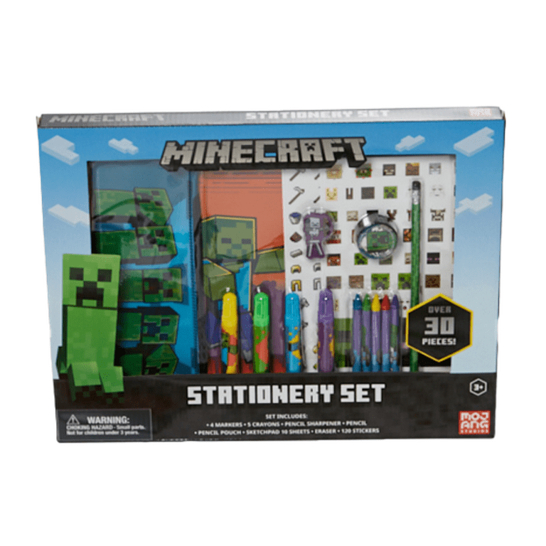 Minecraft Kids Art Kit with Carrying Tin Gel Pens Markers Stickers 500 PC, Size: 10.75 x 12 x 1.65