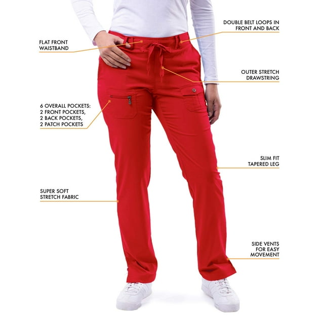 Adar Pro Sarraus pour Femmes - Pantalon de Sarrau Yoga à Jambe Étroite - P4100T - Étain - 3X