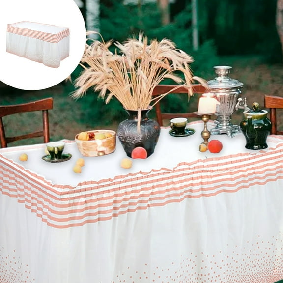 Nkmbld Picnic Table Cloth Table Skirt Party Desk Skirt Falda Table Skirts for Rectangle Tables, Pink