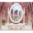 thumbnail image 5 of Topcobe Vanity Set with Stool, Multifunctional Wood Vanity Makeup Table Set with 4 Drawers Cosmetics Storage, Modern Concise Dressing Table with 360-Degree Rotation Removable Mirror, White, 5 of 7