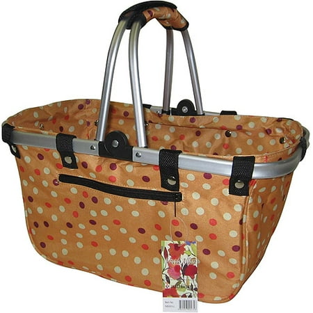 JanetBasket Orange Dot Large Aluminum Frame Basket, 18" x 10" x 9.5"