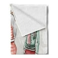 thumbnail image 2 of Fashion Soft Flannel Fleece Throw Blanket, Watercolor Design Hand Drawn Sketch of Young Women in Clothes Print, Cozy Plush for Indoor and Outdoor Use, 60" x 80", Multicolor, by Ambesonne, 2 of 5